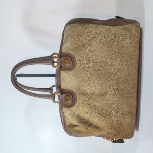 BORBONESE Glot Pattern Leather and Suede Handbag